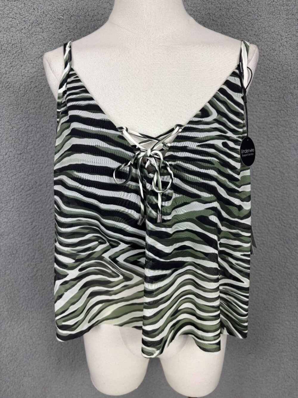 COCO REEF Women's Bra Sized Mesh Layer Tankini Underwire Swim Top 38DD Multi NWT